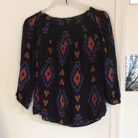 Lucky Brand Amelia Print Peasant Top - Picture 3 of 8